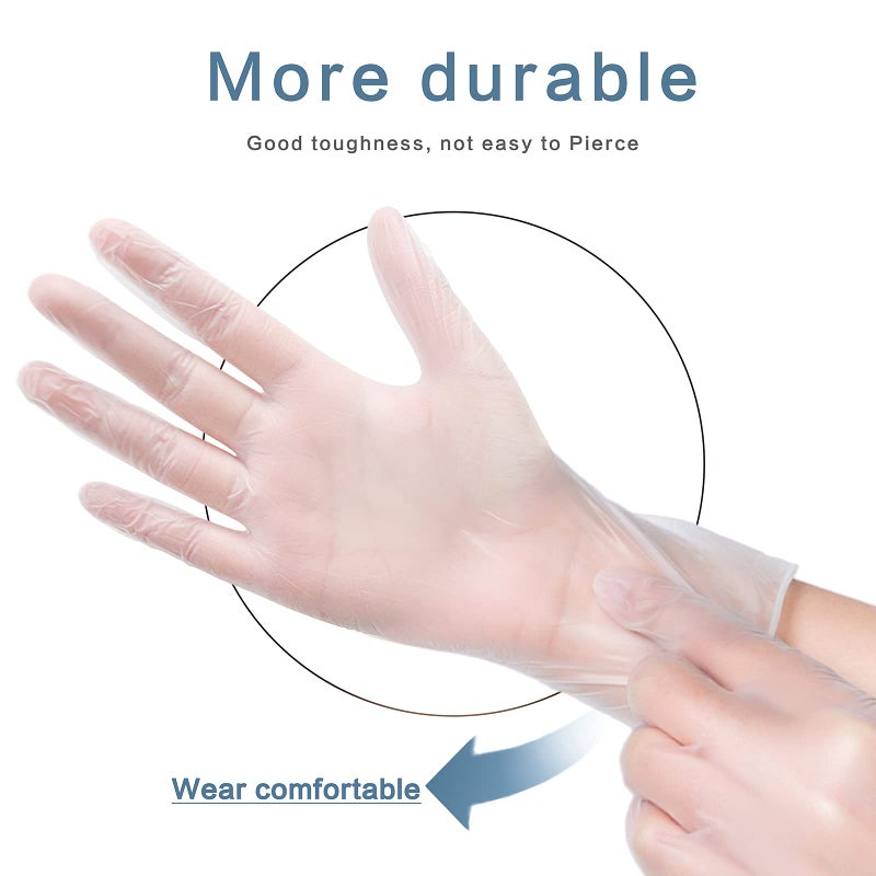 PEIPU Vinyl Disposable Gloves (Medium  100-Pack) Powder Free  Cleaning Service Gloves  Latex Free - Image 2